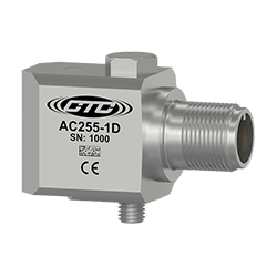 A render of a CTC AC255 stainless steel, standard size, top exit machine condition monitoring sensor.